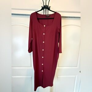 Lane Bryant Burgundy Long Sleeve Dress